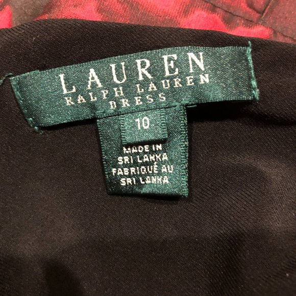 Womens Lauren Ralph Lauren Black Red Sleeveless Floral A-Line Dress 10 - Picture 9 of 9